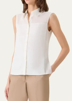 AkrisCotton Voile Button-Down Fitted Shirt