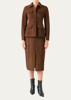 AkrisDelia Suede Single-Breasted Utility Jacket
