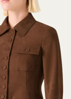 AkrisDelia Suede Single-Breasted Utility Jacket