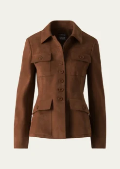 AkrisDelia Suede Single-Breasted Utility Jacket
