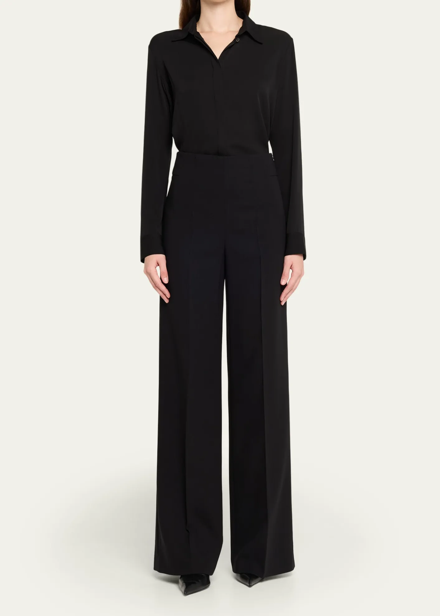 AkrisDouble-Face Wool Bootcut Trousers