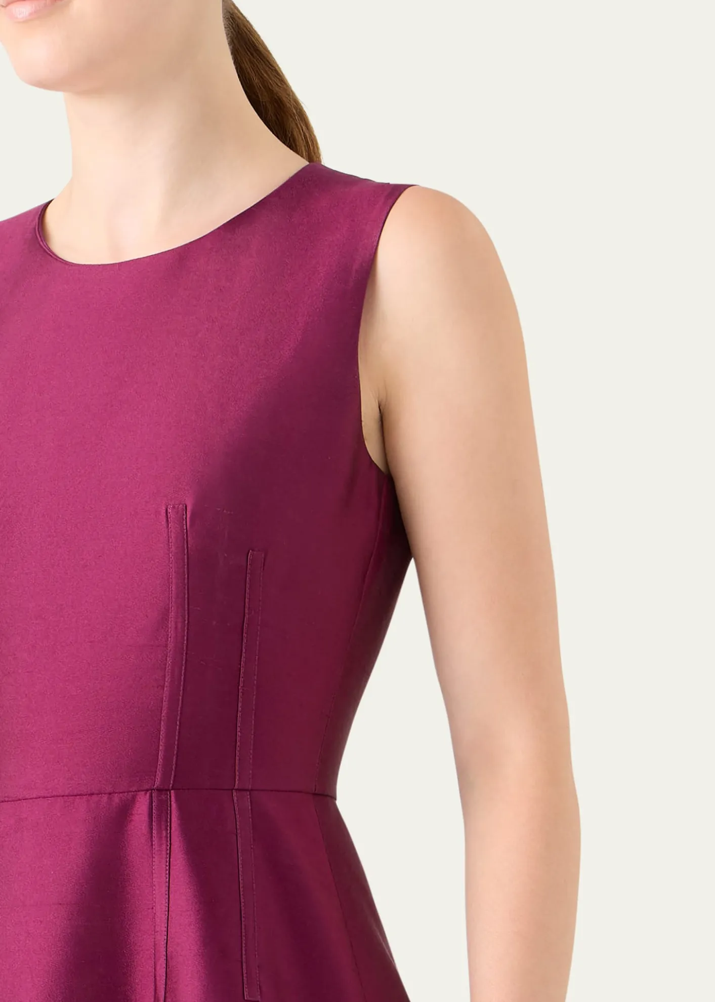 AkrisDupion Sleeveless Silk Shantung Midi Dress
