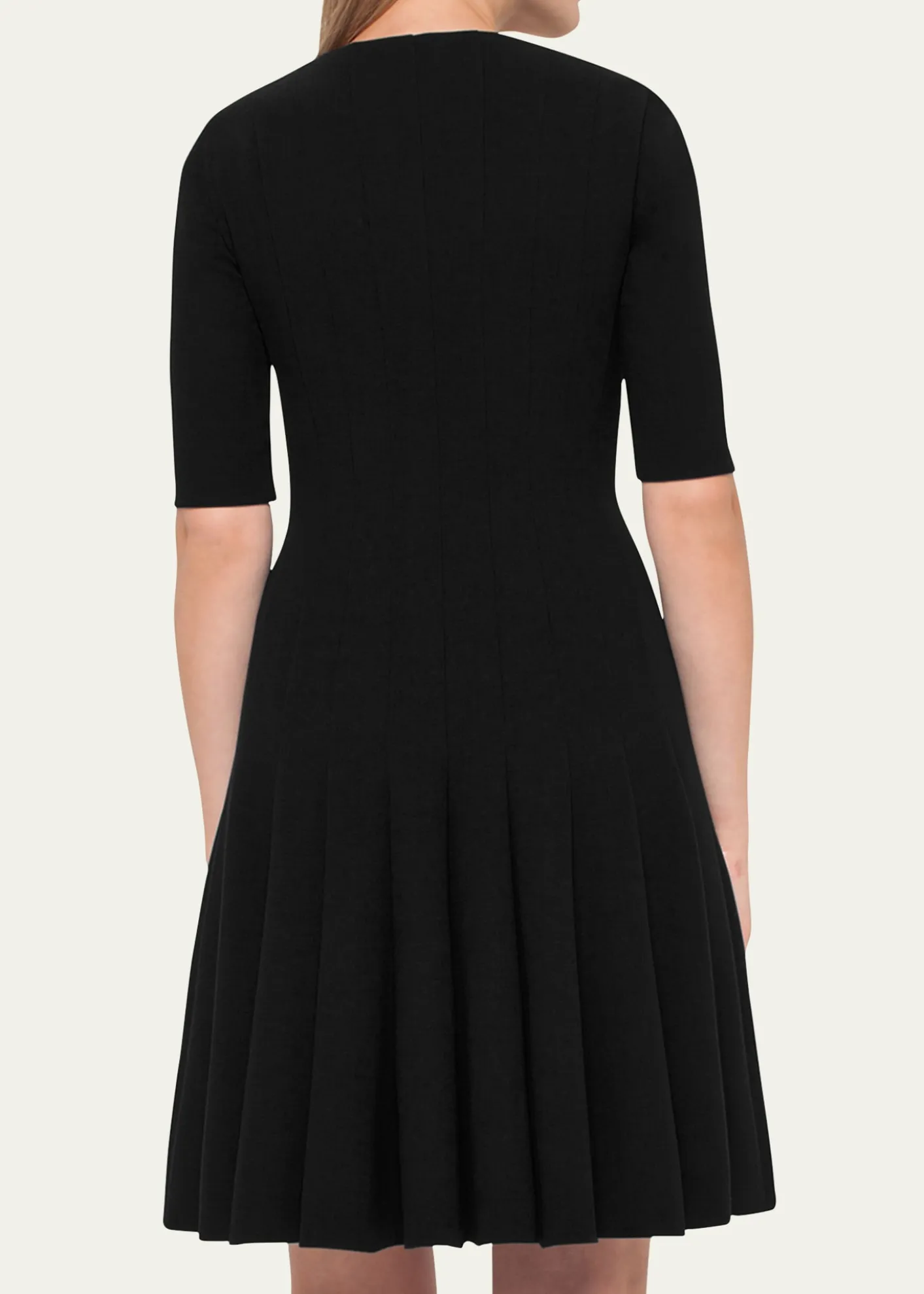 AkrisElbow-Sleeve Zip-Front Dress