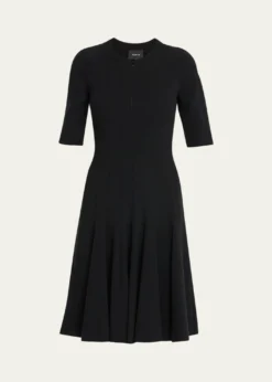 AkrisElbow-Sleeve Zip-Front Dress
