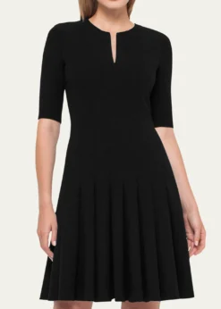 AkrisElbow-Sleeve Zip-Front Dress