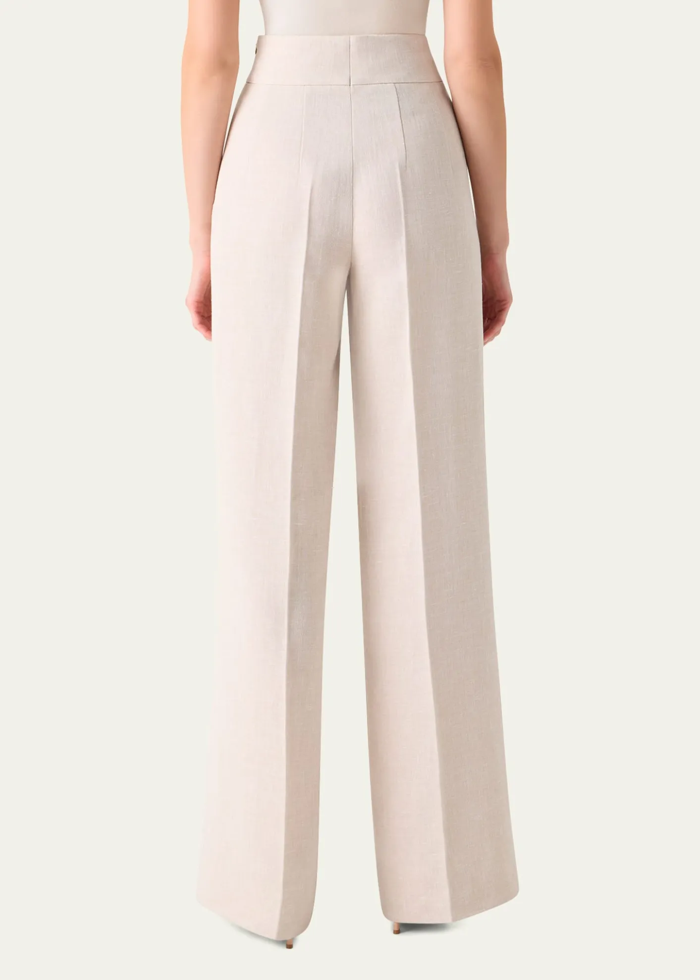 AkrisFiyuki Linen-Wool Double-Face Wide-Leg Pants