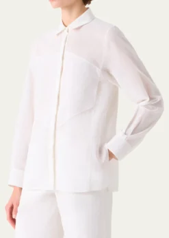 AkrisGeometric Paneled Cotton Button-Down Shirt