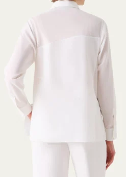 AkrisGeometric Paneled Cotton Button-Down Shirt