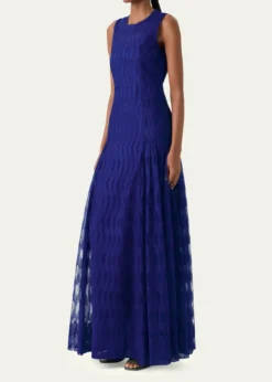 AkrisHigh Plains Embroidered Tulle Sleeveless Gown