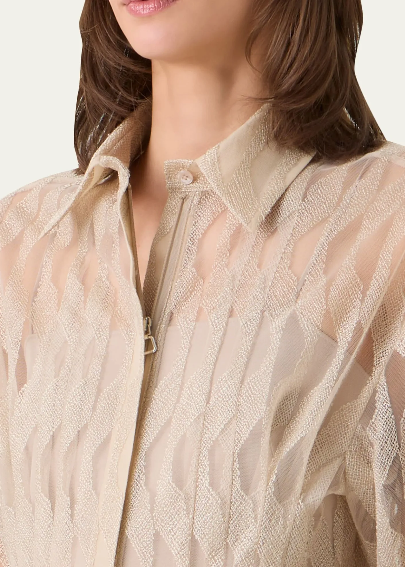AkrisHigh Plains Embroidered Tulle Midi Shirtdress