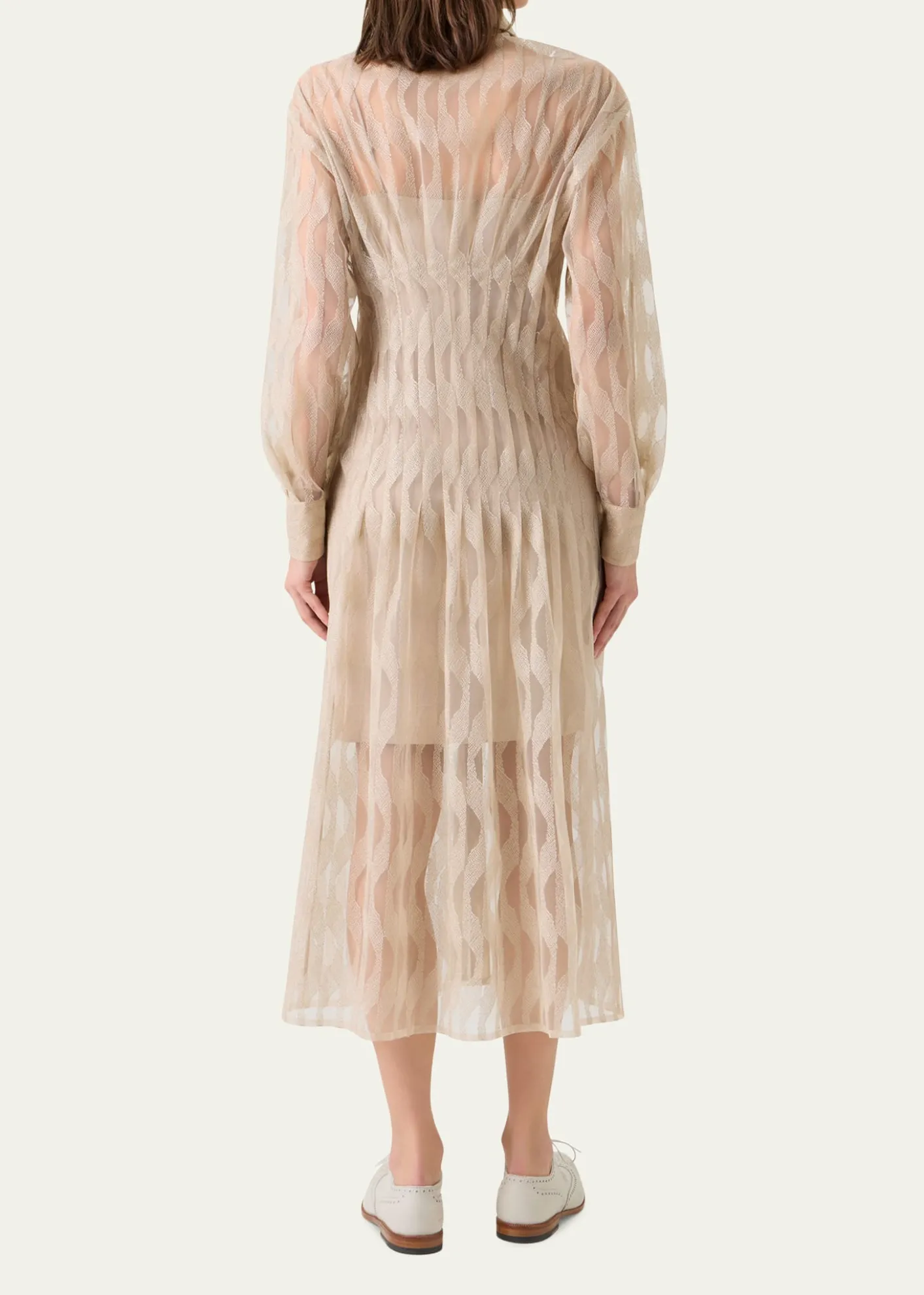 AkrisHigh Plains Embroidered Tulle Midi Shirtdress
