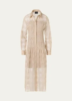 AkrisHigh Plains Embroidered Tulle Midi Shirtdress