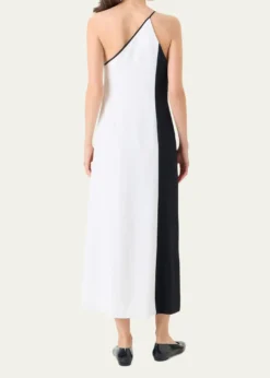 AkrisHigh Plains Patchwork Crepe One-Shoulder Midi Dress
