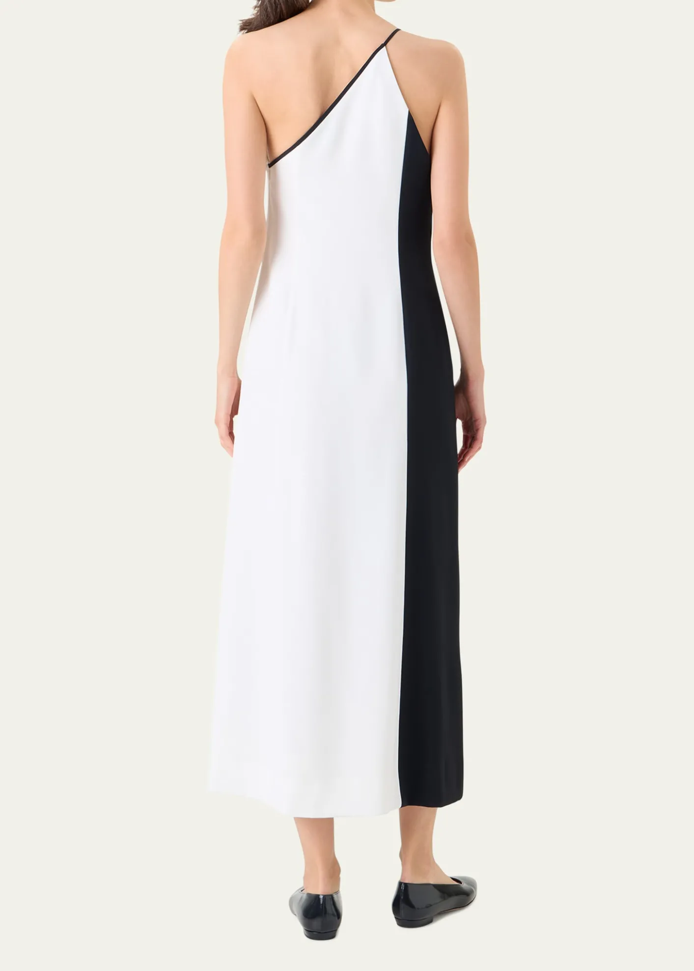 AkrisHigh Plains Patchwork Crepe One-Shoulder Midi Dress