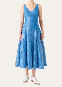 AkrisLacquered Sea Faille Sleeveless Midi Dress