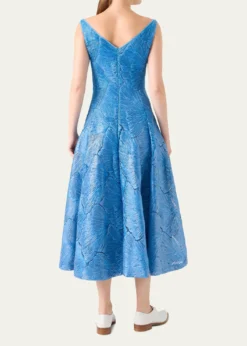 AkrisLacquered Sea Faille Sleeveless Midi Dress