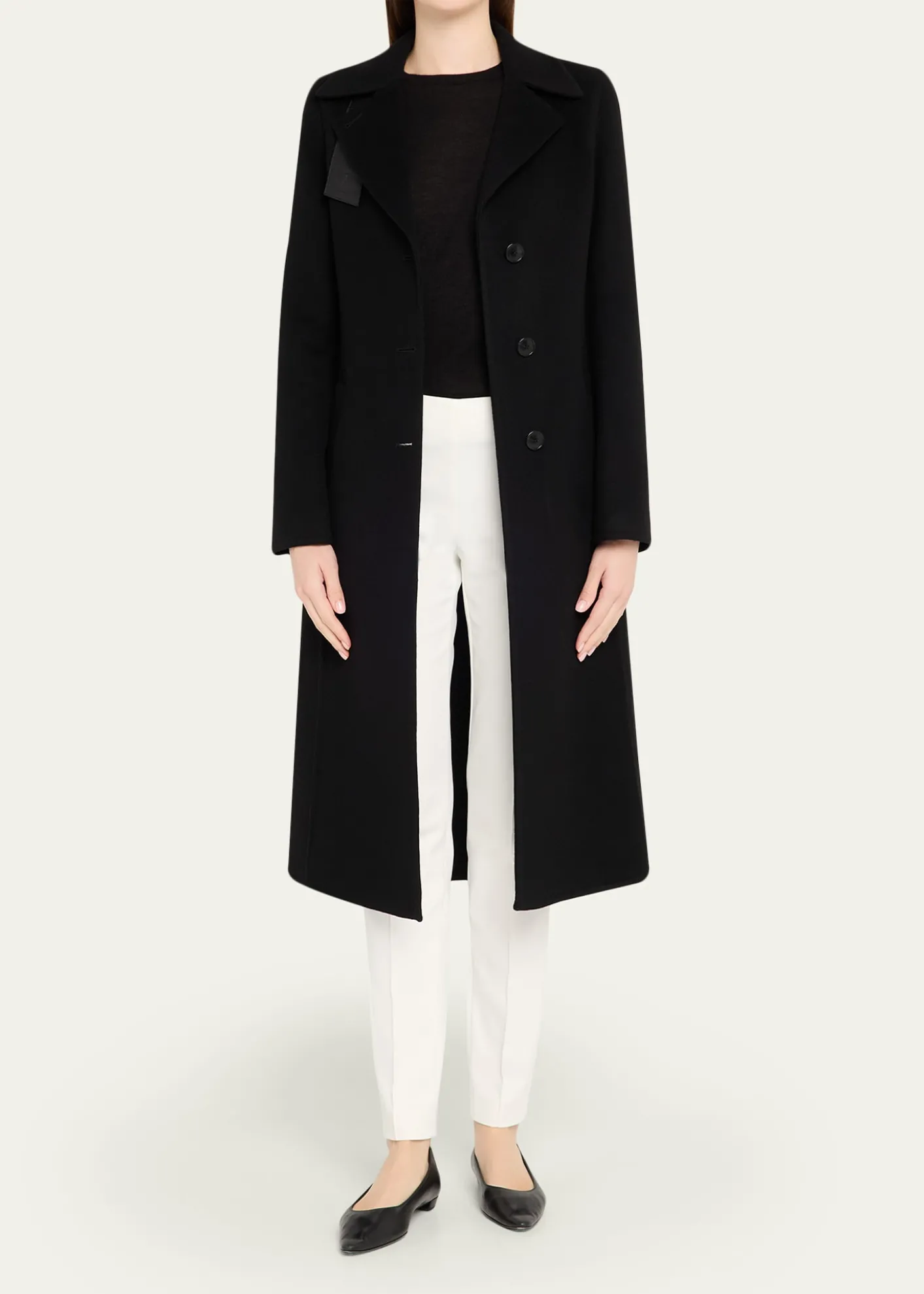 AkrisLeather Collar Cashmere Coat