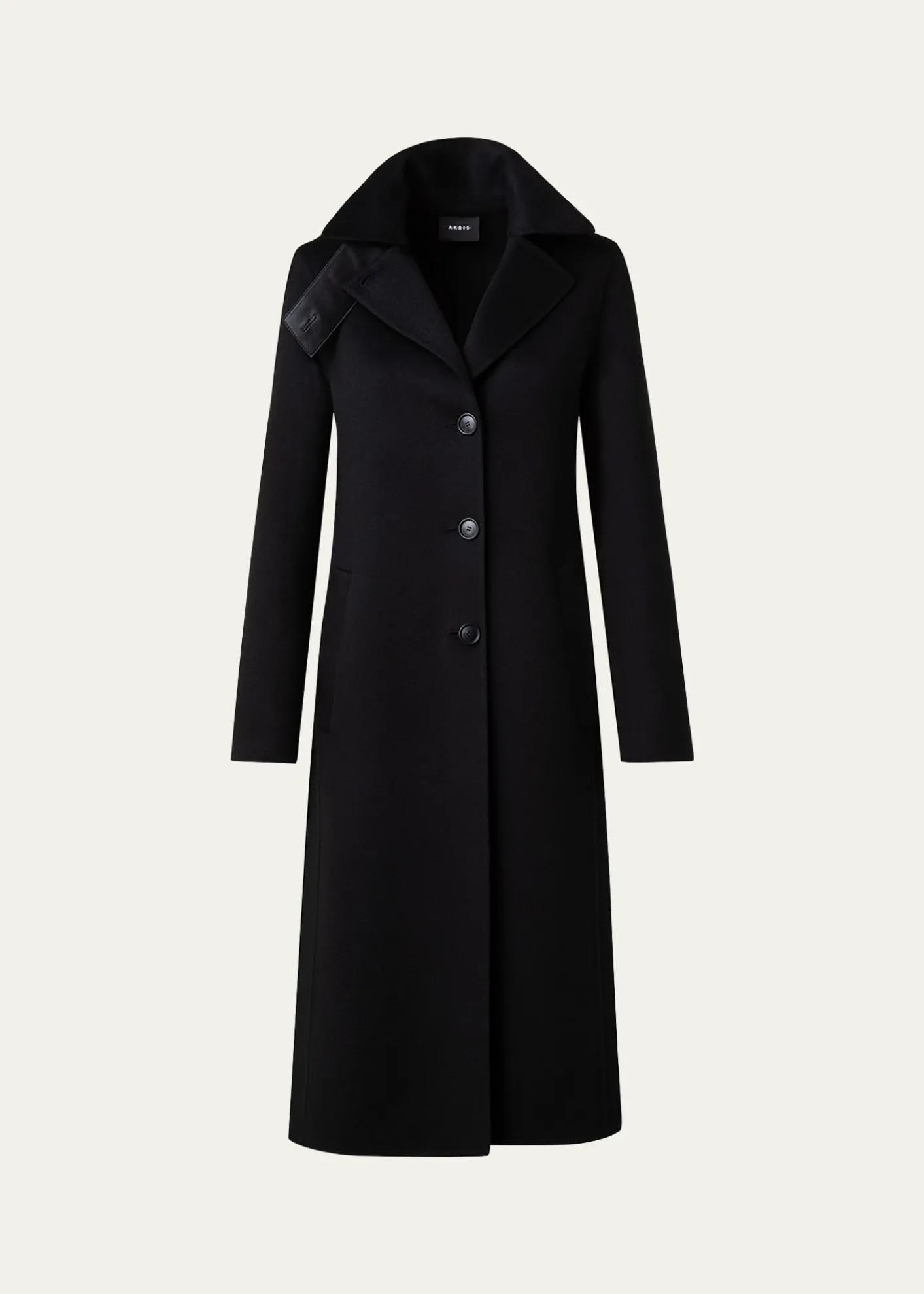 AkrisLeather Collar Cashmere Coat