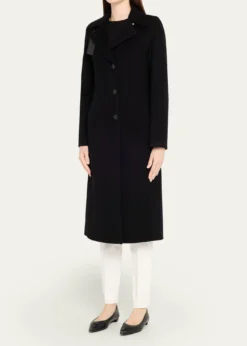 AkrisLeather Collar Cashmere Coat
