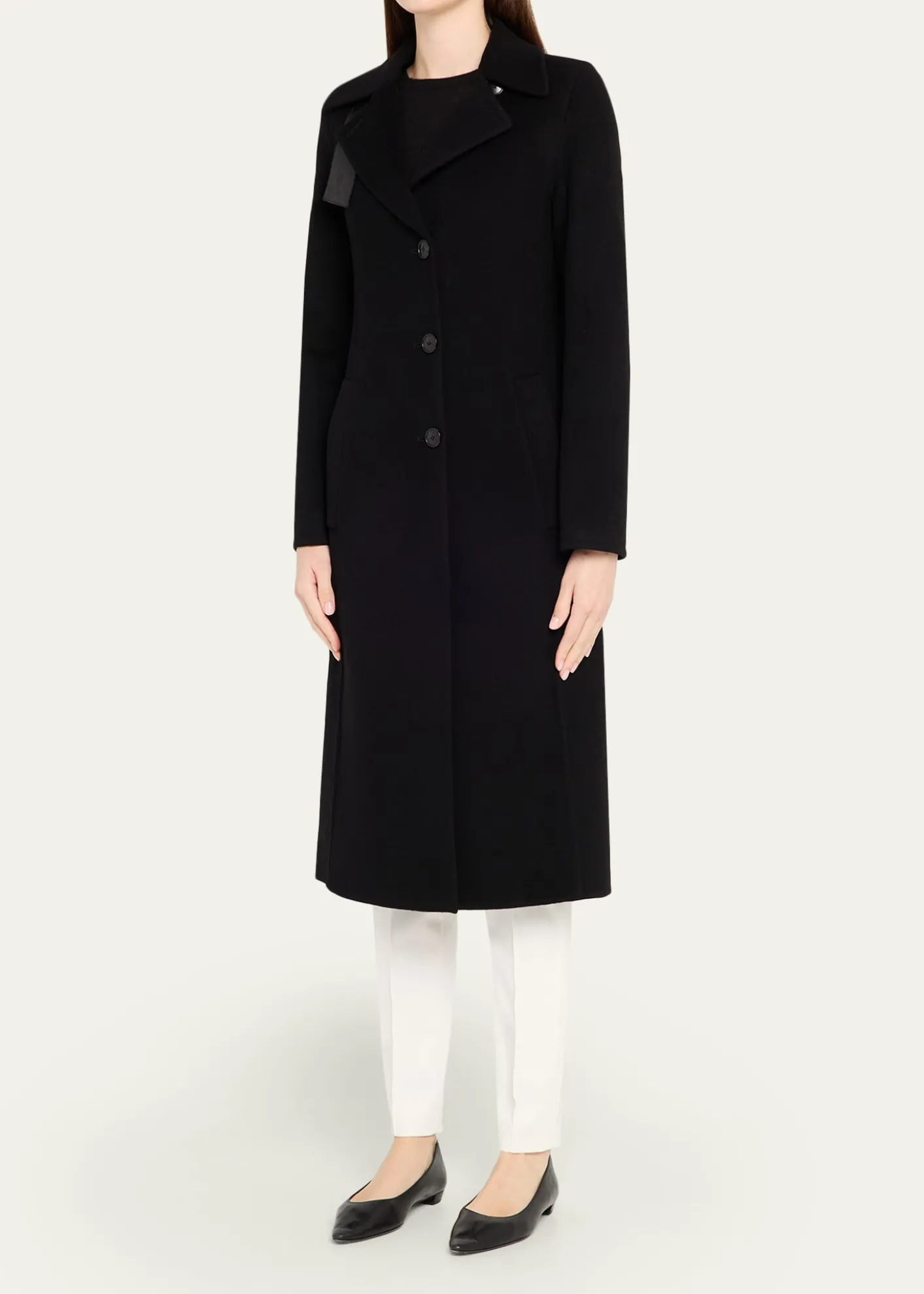 AkrisLeather Collar Cashmere Coat