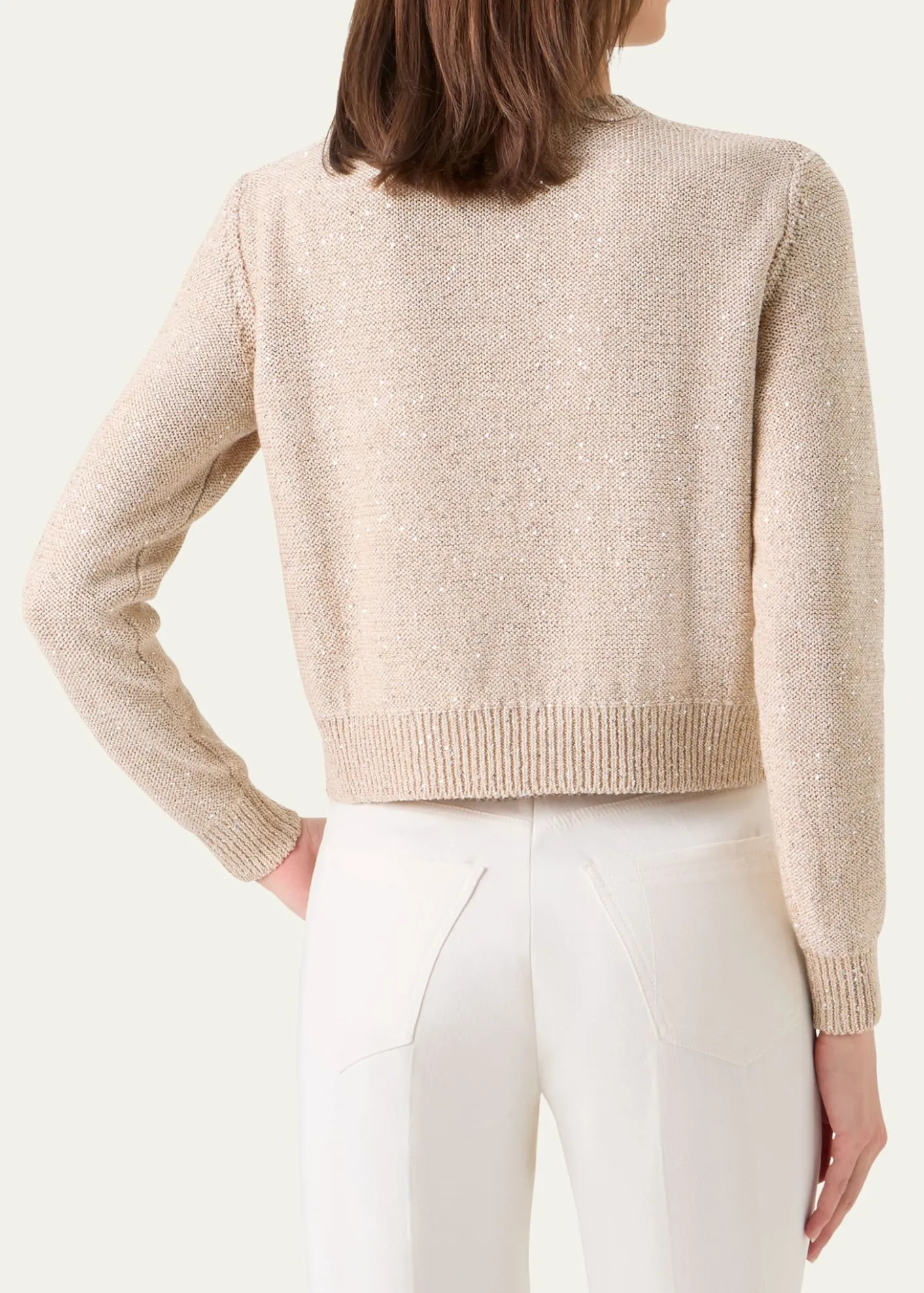 AkrisLinen-Cotton Micro Sequin Knit Cardigan Sweater
