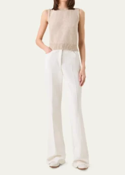 AkrisLinen-Cotton Micro Sequin Sleeveless Knit Top