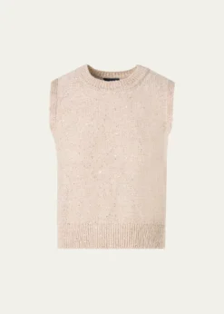 AkrisLinen-Cotton Micro Sequin Sleeveless Knit Top