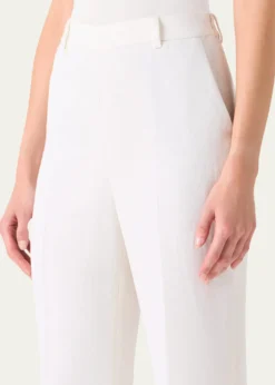 AkrisLinen-Wool Straight-Leg Trousers