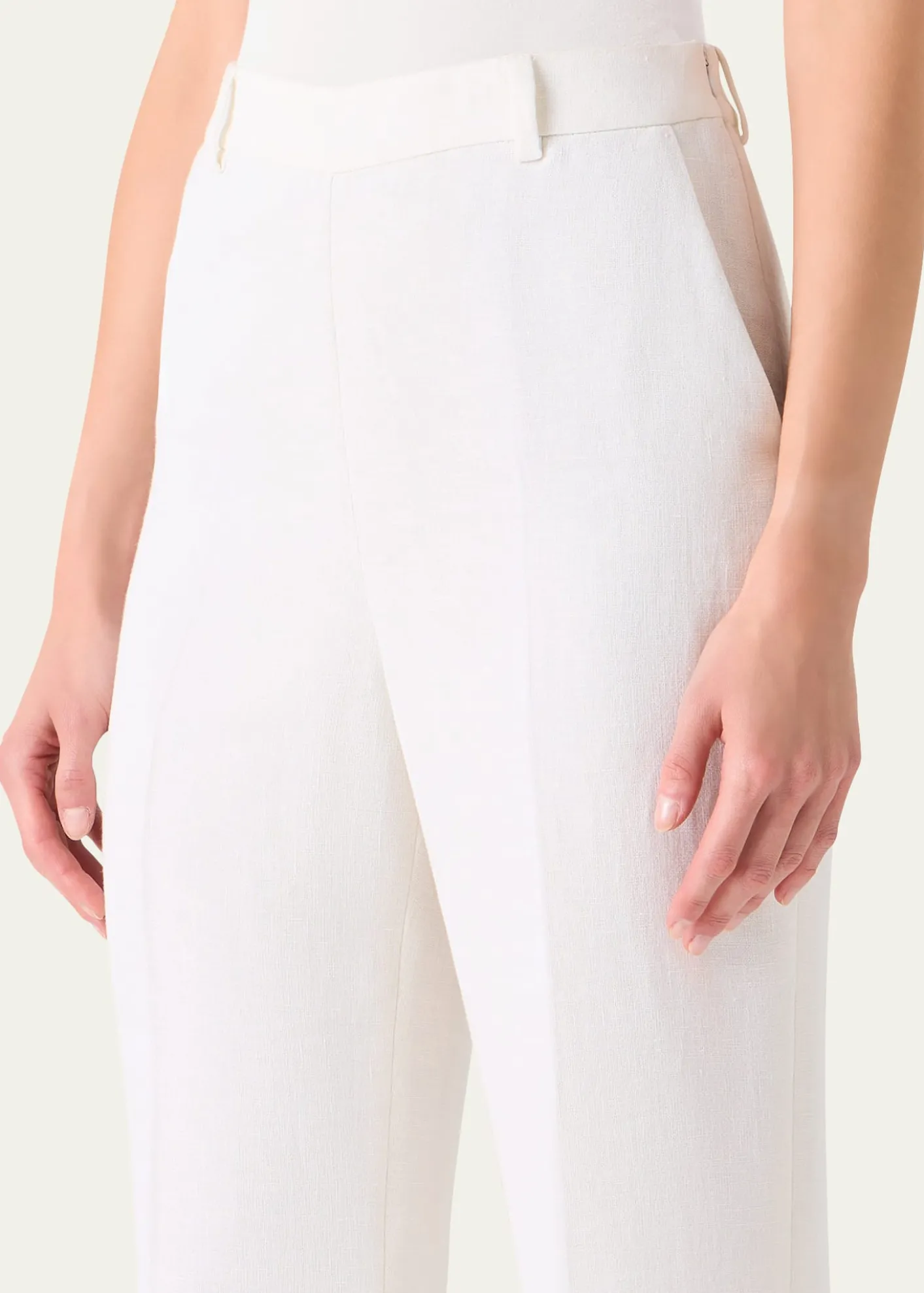 AkrisLinen-Wool Straight-Leg Trousers