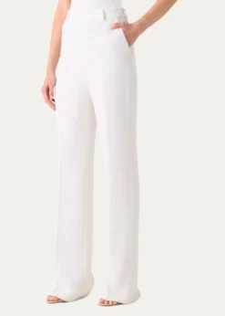AkrisLinen-Wool Straight-Leg Trousers