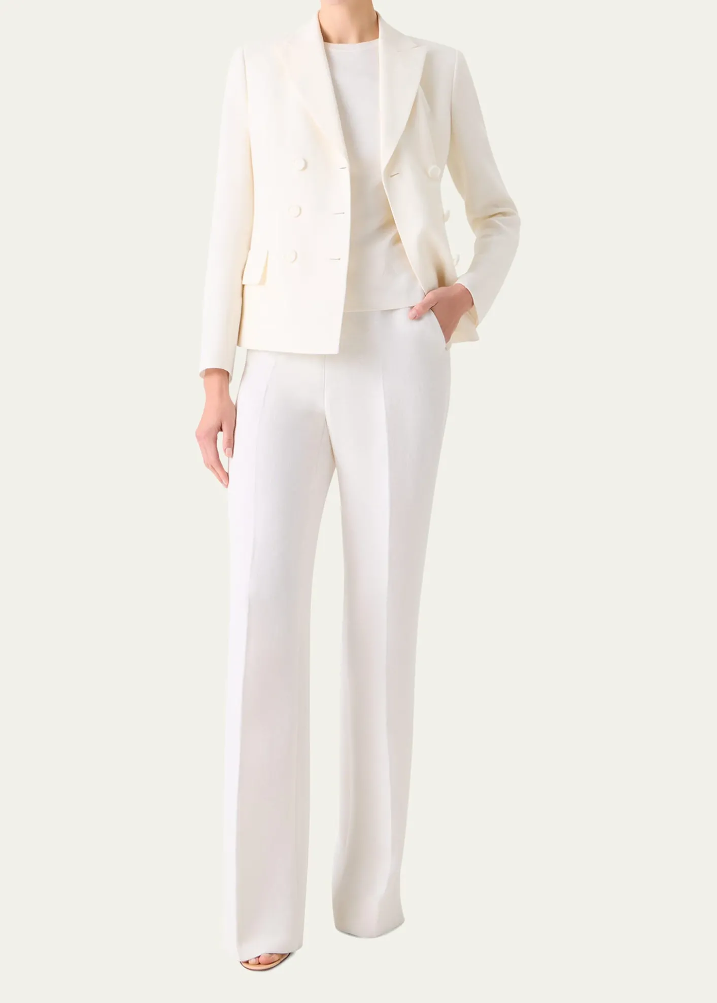 AkrisLinen-Wool Straight-Leg Trousers