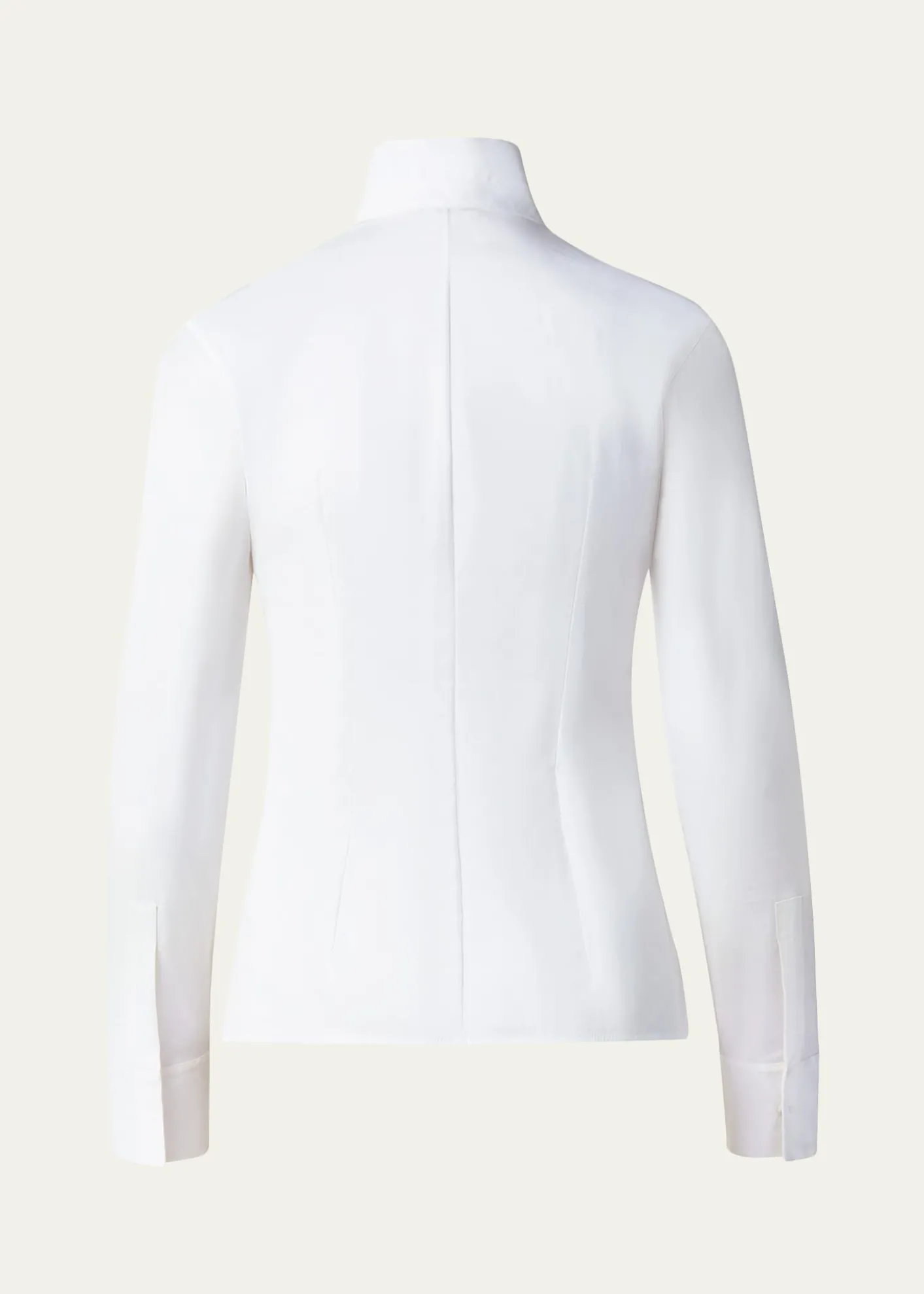 AkrisLong-Sleeve Notched-Collar Poplin Blouse