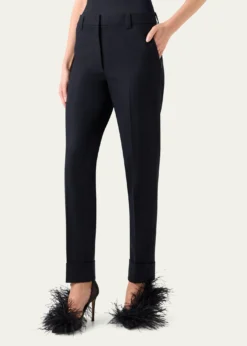 AkrisMaxima Wool Stretch Flannel Skinny-Leg Ankle Pants