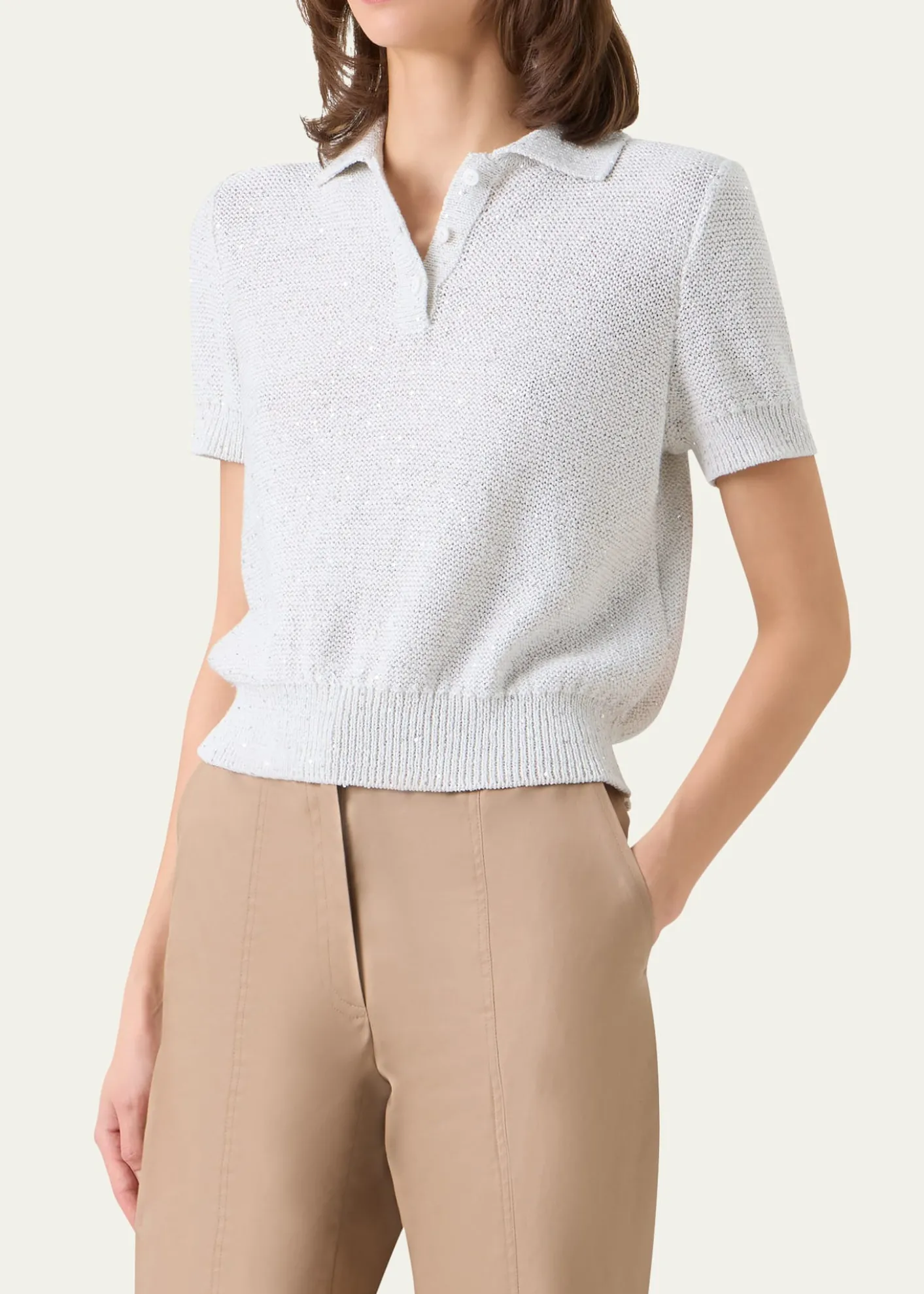AkrisMicro Sequined Short Knit Sweater