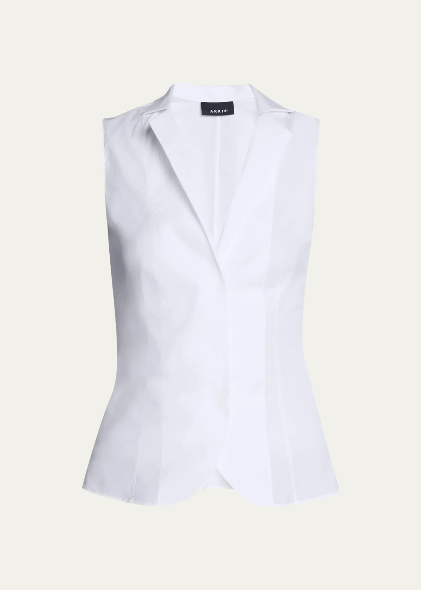 AkrisNotched Stand-Collar Sleeveless Button-Front Blouse