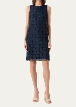 AkrisOrganza Trapezoid Embroidered Sheath Dress