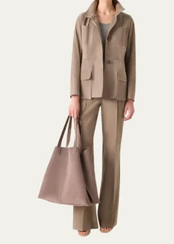 AkrisPintuck Suede Wide-Leg Trousers