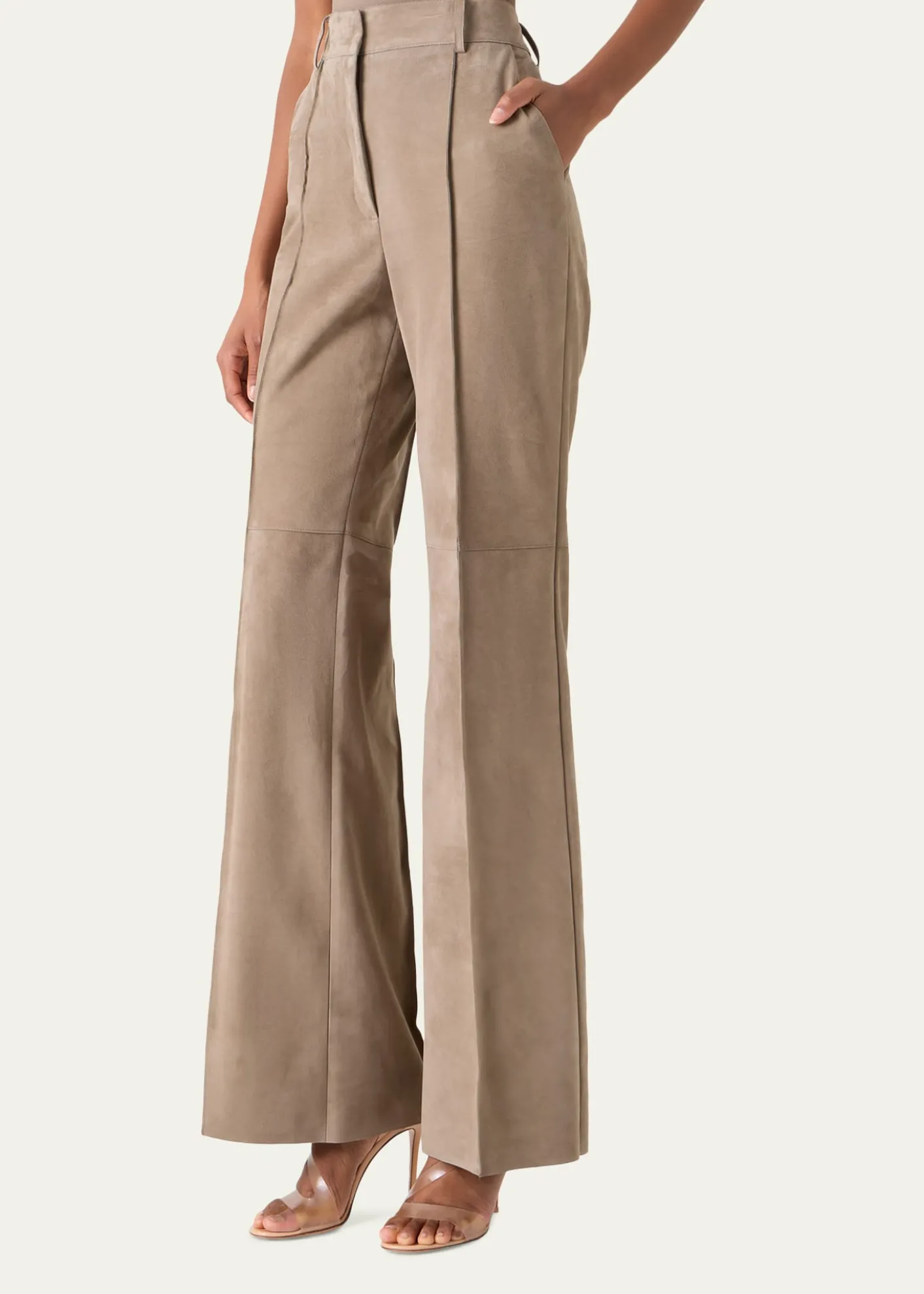 AkrisPintuck Suede Wide-Leg Trousers