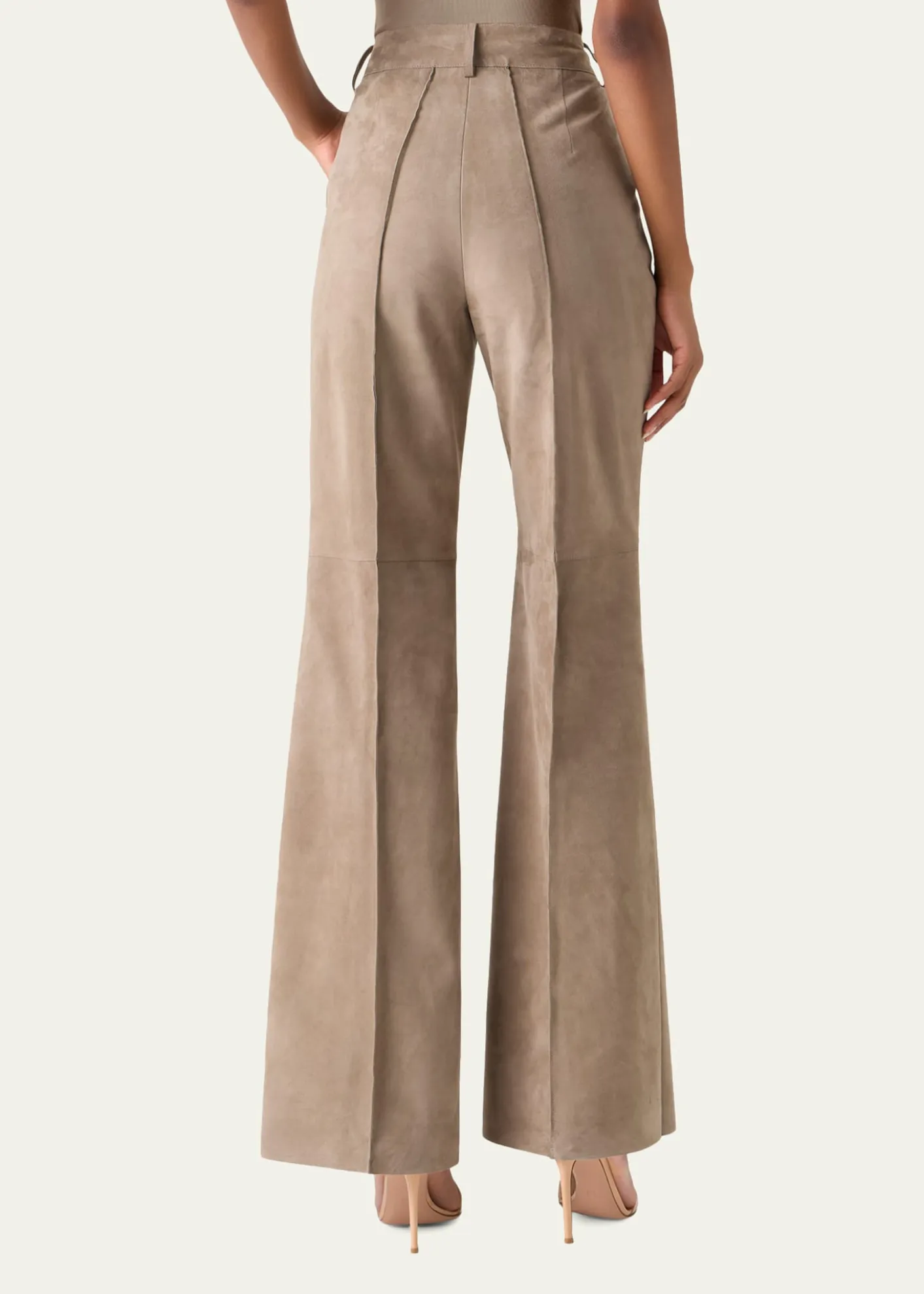 AkrisPintuck Suede Wide-Leg Trousers