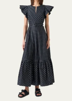 Akris puntoBelted Polka Dot Flutter-Sleeve Dress