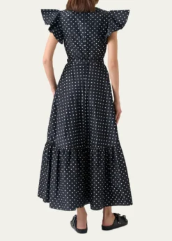 Akris puntoBelted Polka Dot Flutter-Sleeve Dress