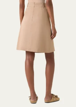Akris puntoBox Pleat Cotton Gabardine A-Line Skirt