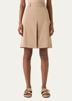 Akris puntoBox Pleat Cotton Gabardine A-Line Skirt