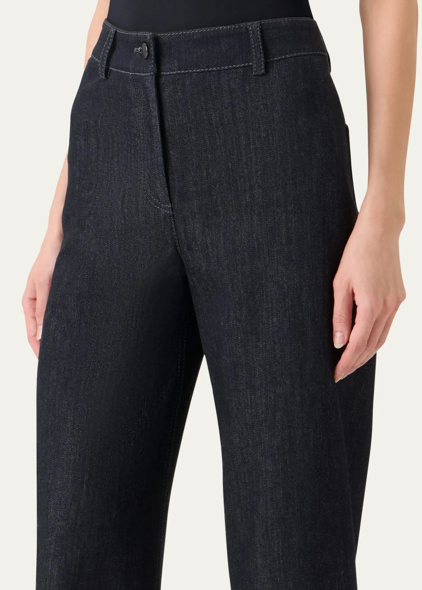 Akris puntoCaia High-Stretch Denim Straight-Leg Crop Pants