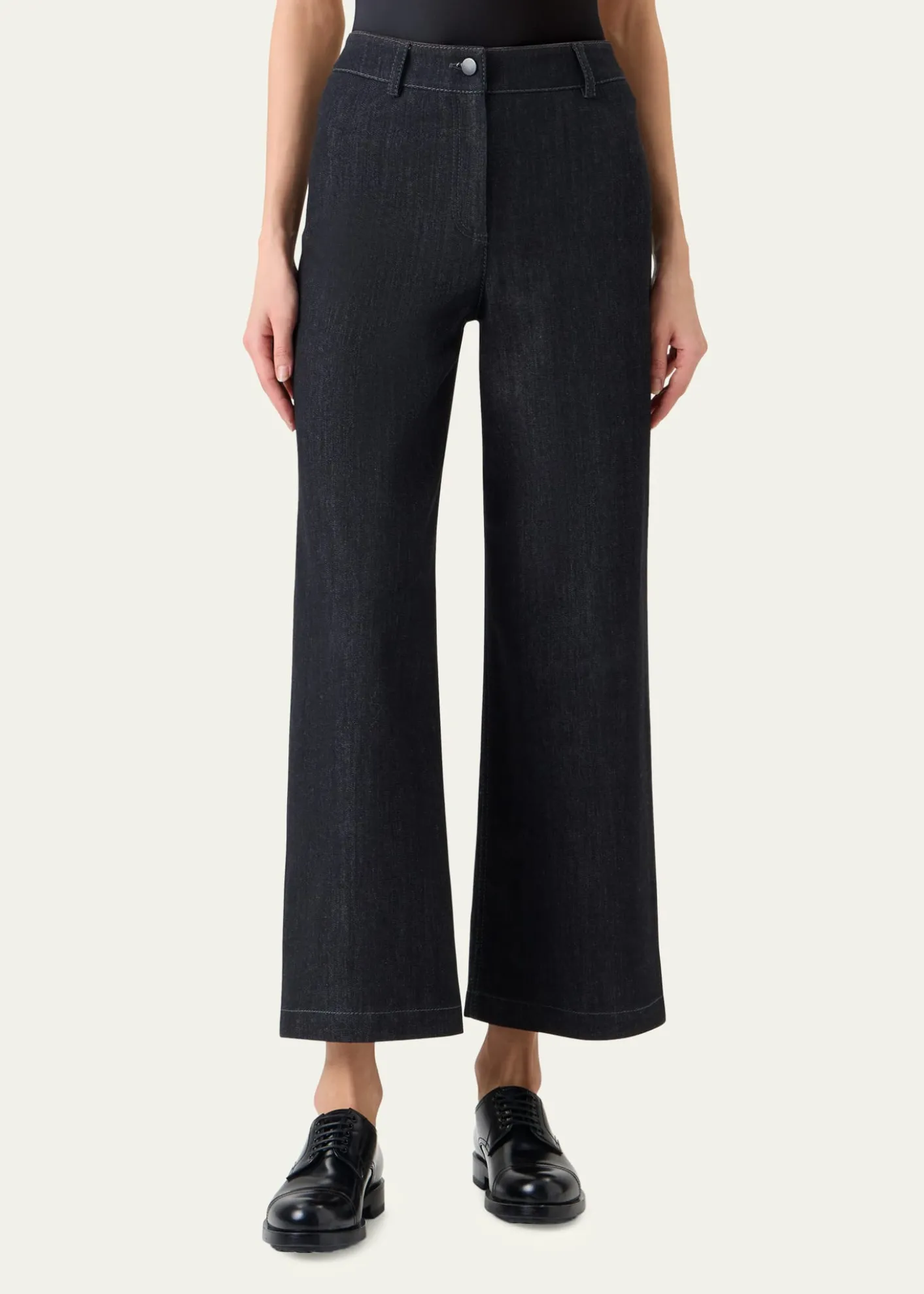 Akris puntoCaia High-Stretch Denim Straight-Leg Crop Pants