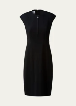 Akris puntoCap-Sleeve Zip-Front Seamed Dress, Black