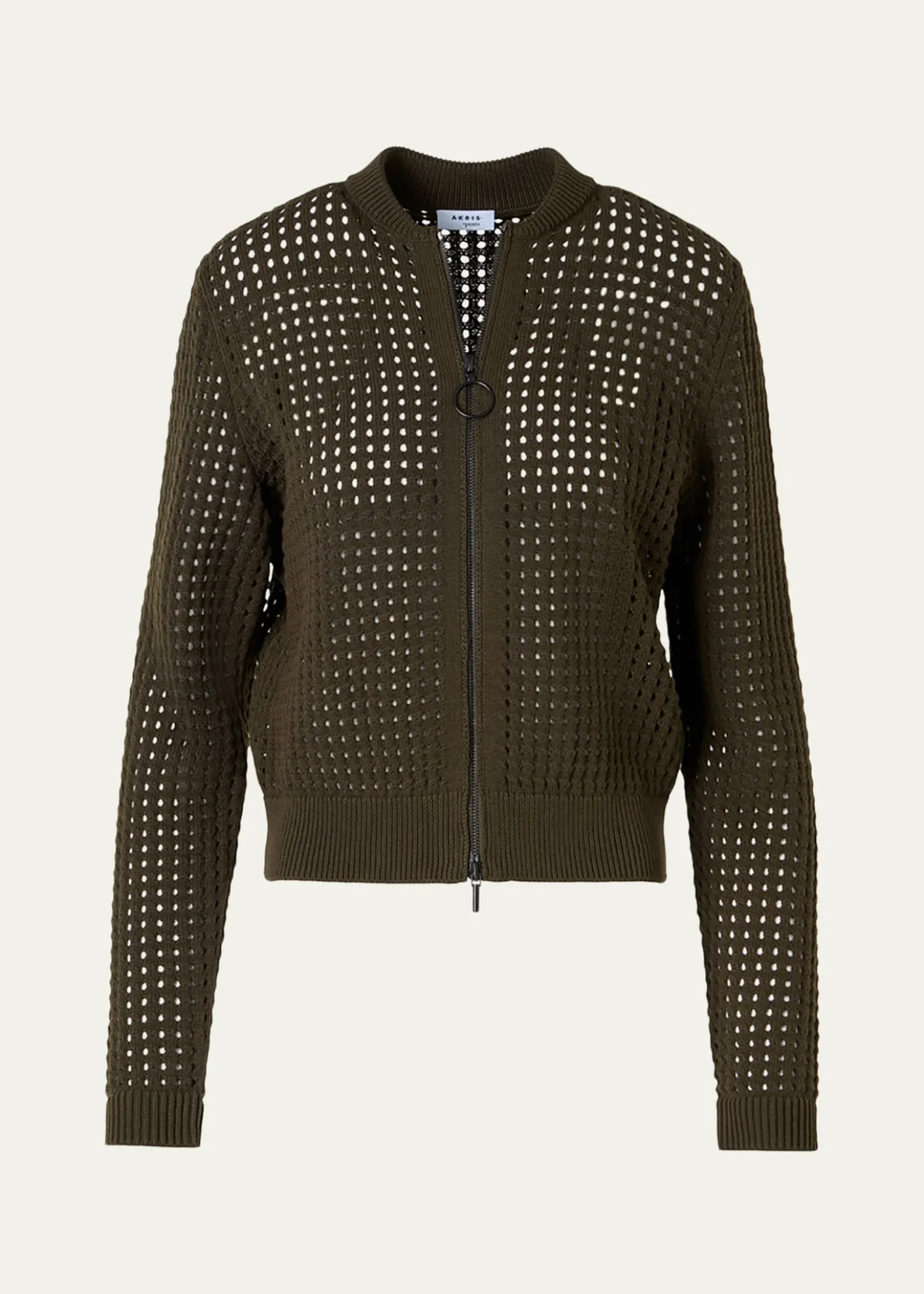 Akris puntoChunky Cotton Mesh Zip Bomber Cardigan