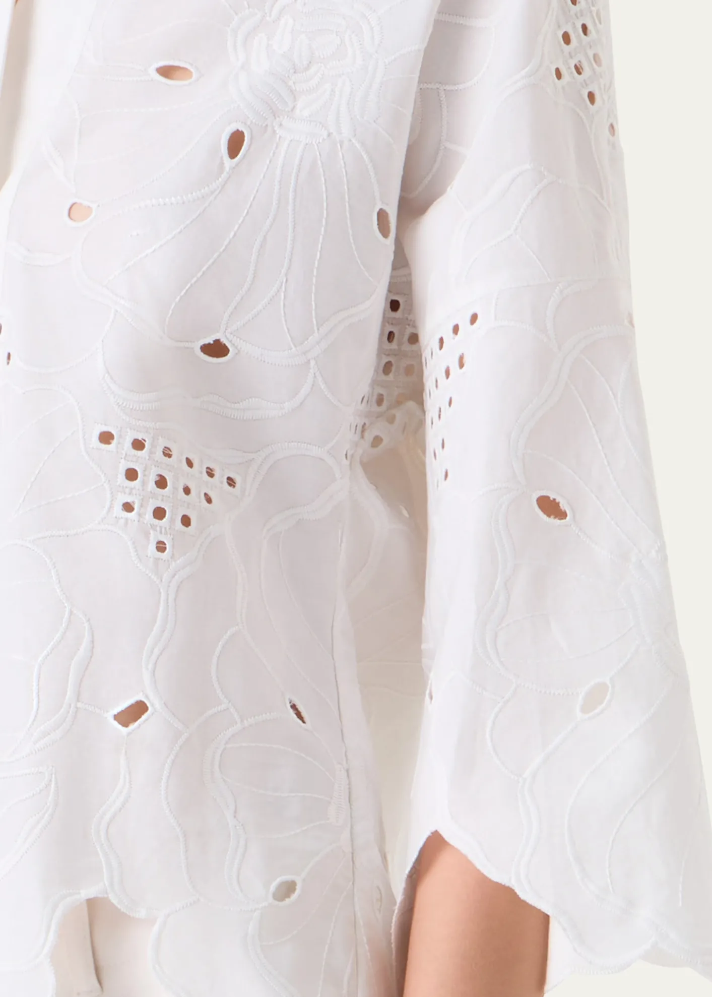 Akris puntoCotton Poplin Scalloped Blouse