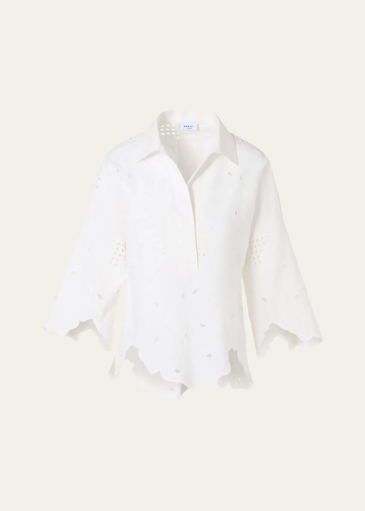 Akris puntoCotton Poplin Scalloped Blouse