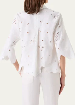 Akris puntoCotton Poplin Scalloped Blouse